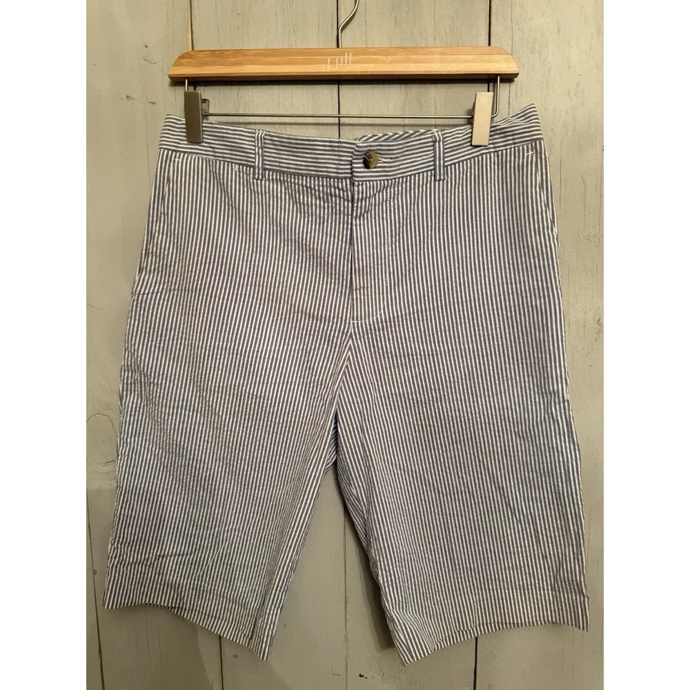 Polo Ralph Lauren Classic Light Blue Striped Seersucker Pony Shorts‎ Boys Sz-20